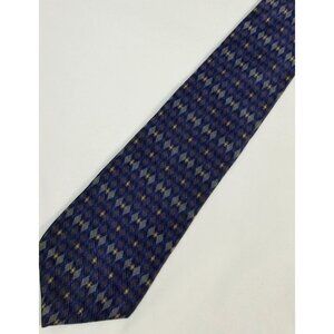Van Heusen Mens Silk Necktie Blue & Purple Geometric Pattern 58" X 4"